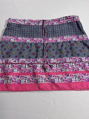 Juicy Couture y2k 2010 Silk Tie Pattern Drawstring Mini Skirt Small